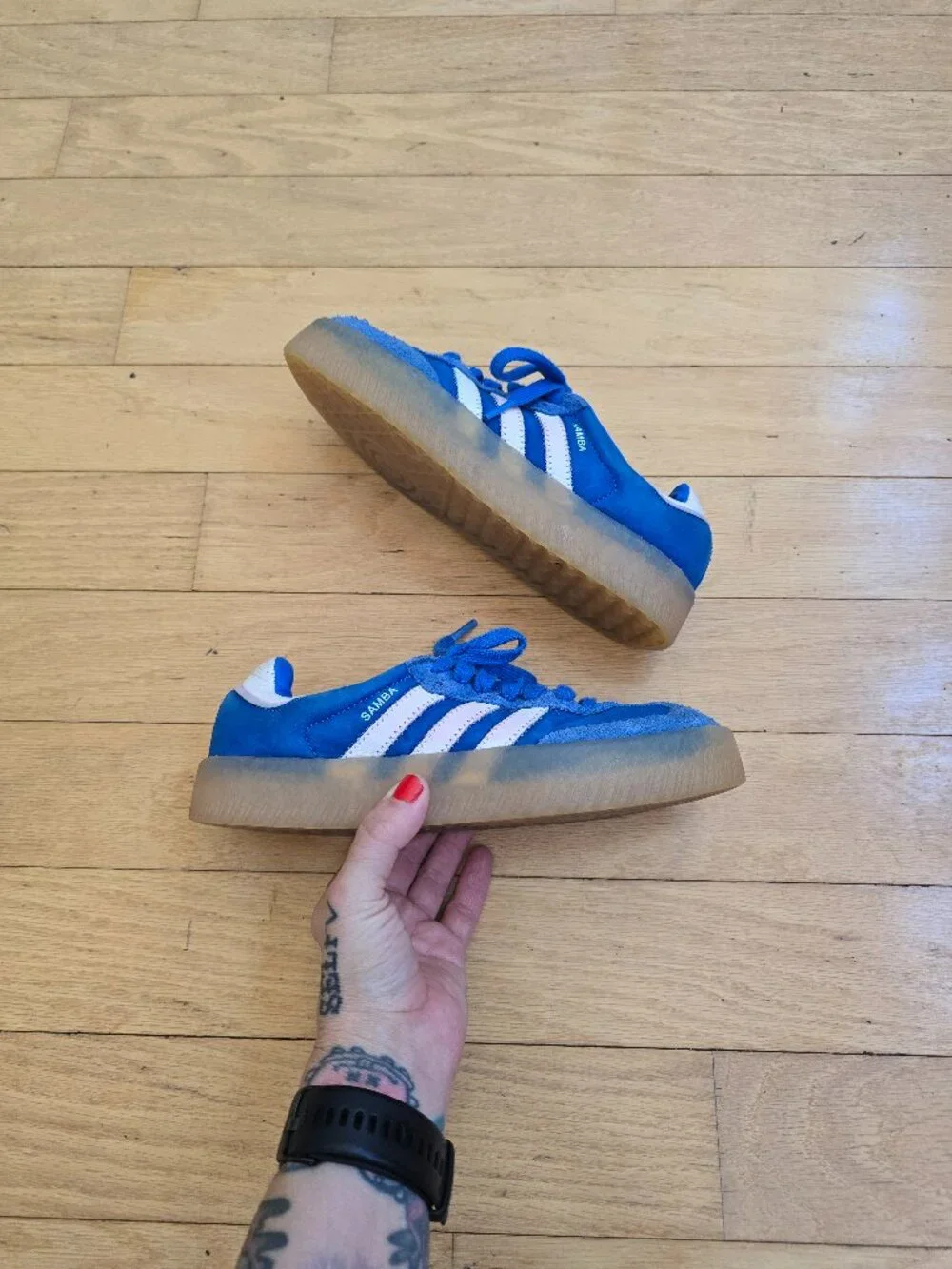 adidas | Samba Bold Blue White Gum Sporty Retro Sneakers | WMS 6